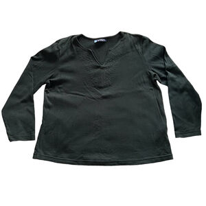 Penningtons 100% Cotton Notch Neck Long Sleeve Shirt with Embroidery Detail